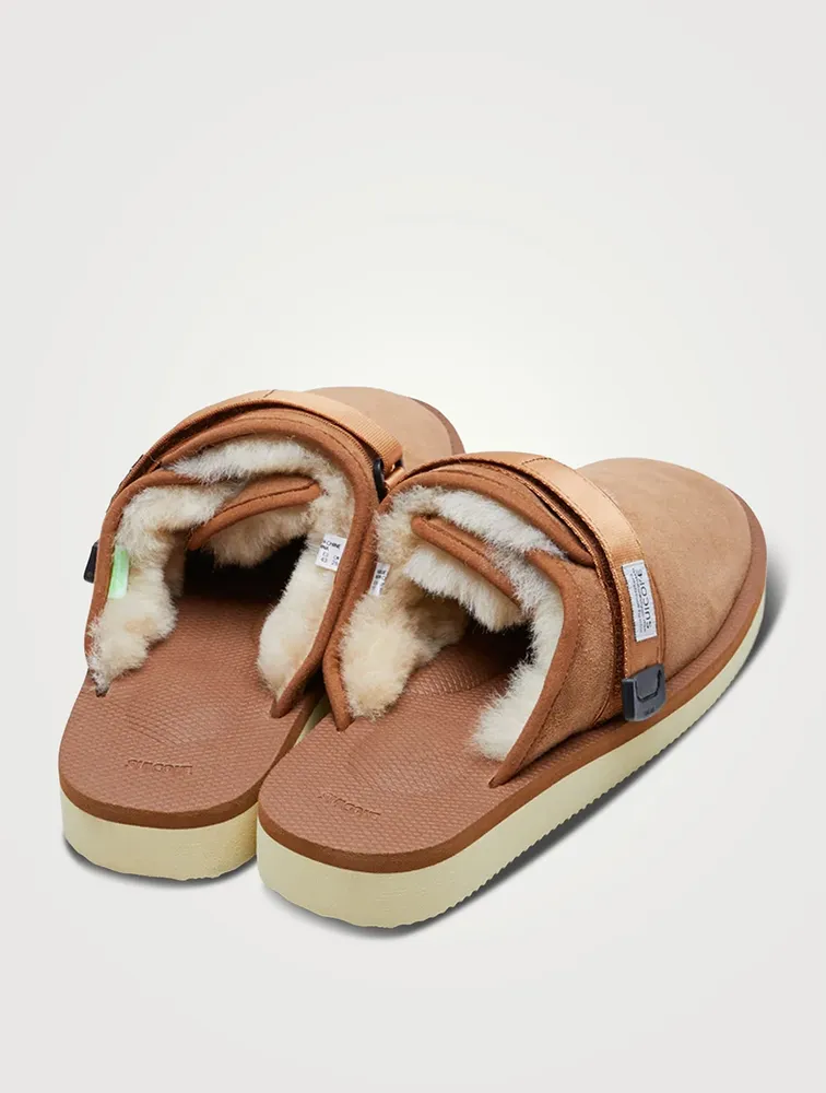 ZAVO-M2AB Shearling And Suede Mules