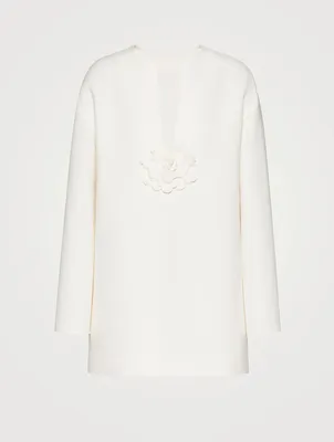 Wool And Silk Tunic Dress With Flower Appliqué
