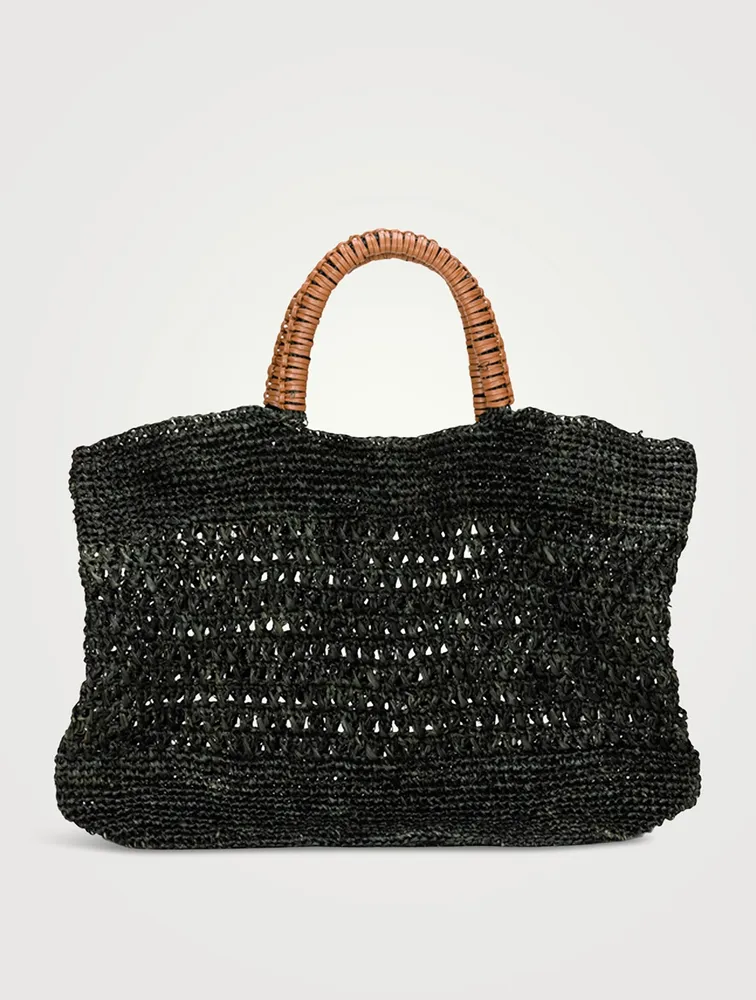 Mara Woven Raffia Top Handle Bag
