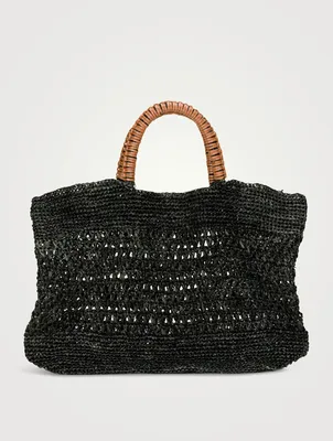 Mara Woven Raffia Top Handle Bag