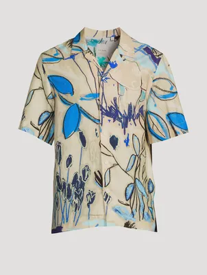 Linen-Blend Short-Sleeve Shirt