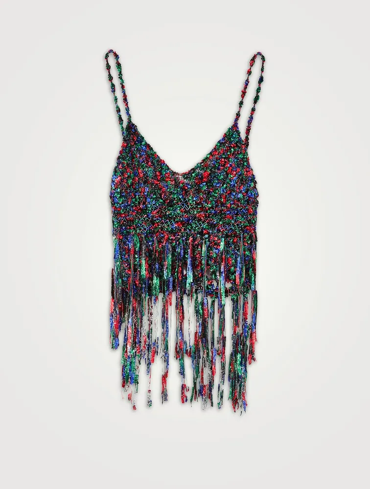Paula's Ibiza Sleeveless Fringed Top
