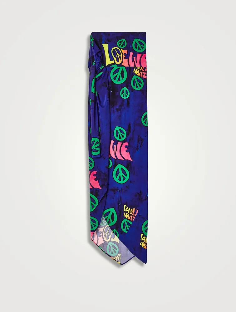 Paula's Ibiza Long Pareo Skirt Peace Print