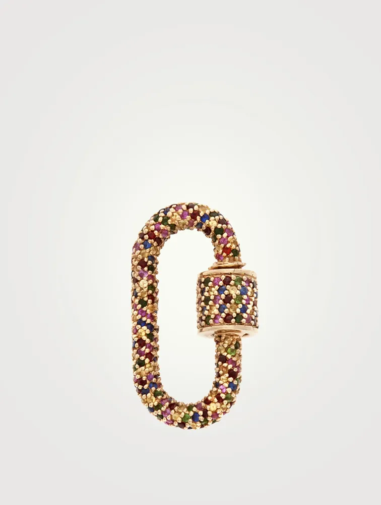 14K Yellow Gold All Stone Lock With Harlequin Sapphires