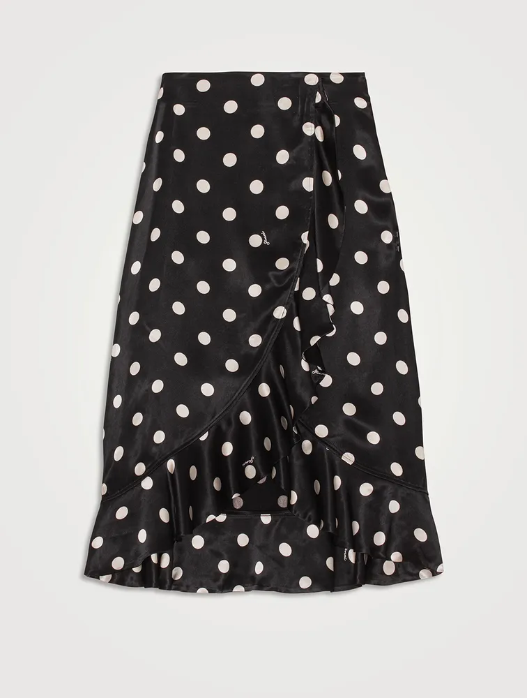 Re-Cut Satin Frill Midi Skirt Polka Dot