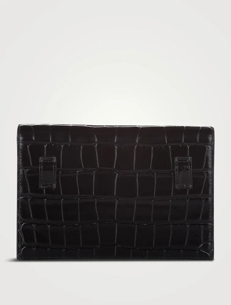 Pre-Loved Sharp Croc-Embossed Leather Shoulder Bag