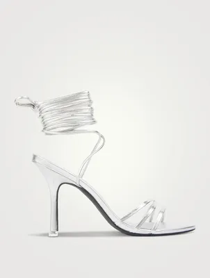 Leandra Metallic Leather Ankle-Wrap Sandals