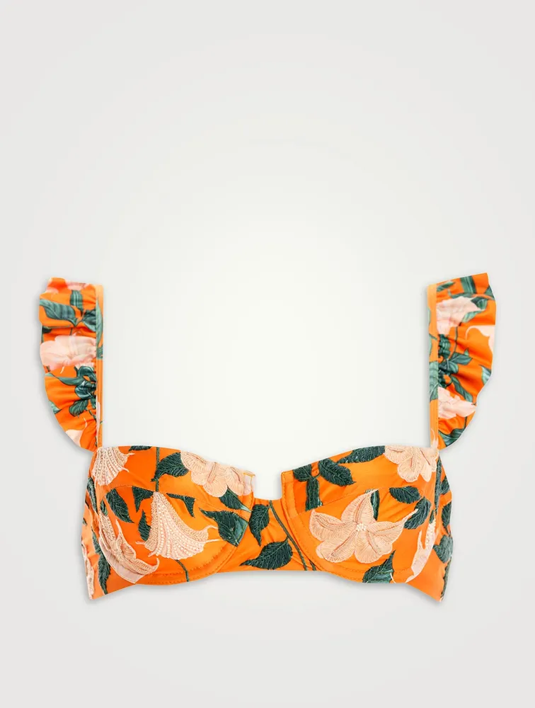 Kiwi Ruffle Balconette Bra Swim Top Floral Print
