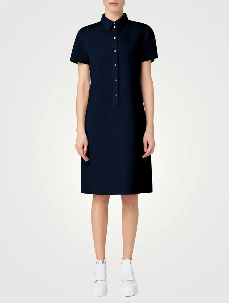 Cotton Silk Stretch Double-Face Polo Dress