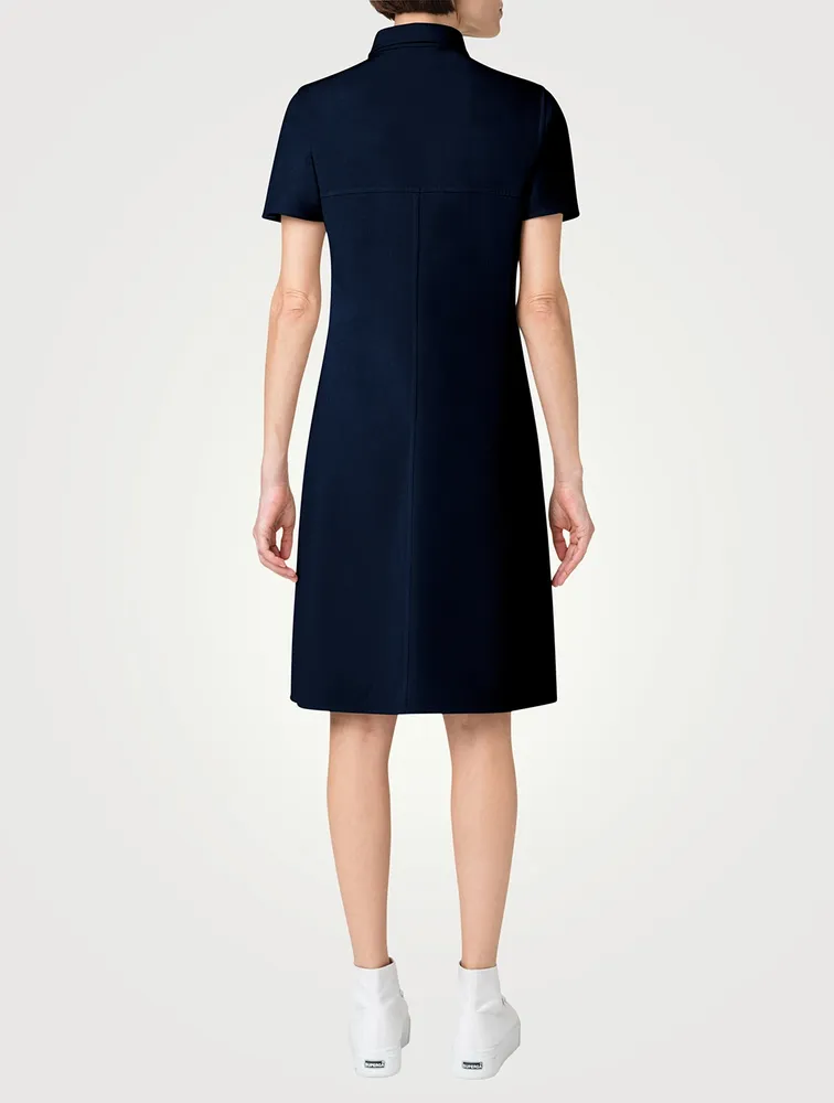 Cotton Silk Stretch Double-Face Polo Dress