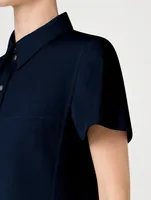 Cotton Silk Stretch Double-Face Polo Dress