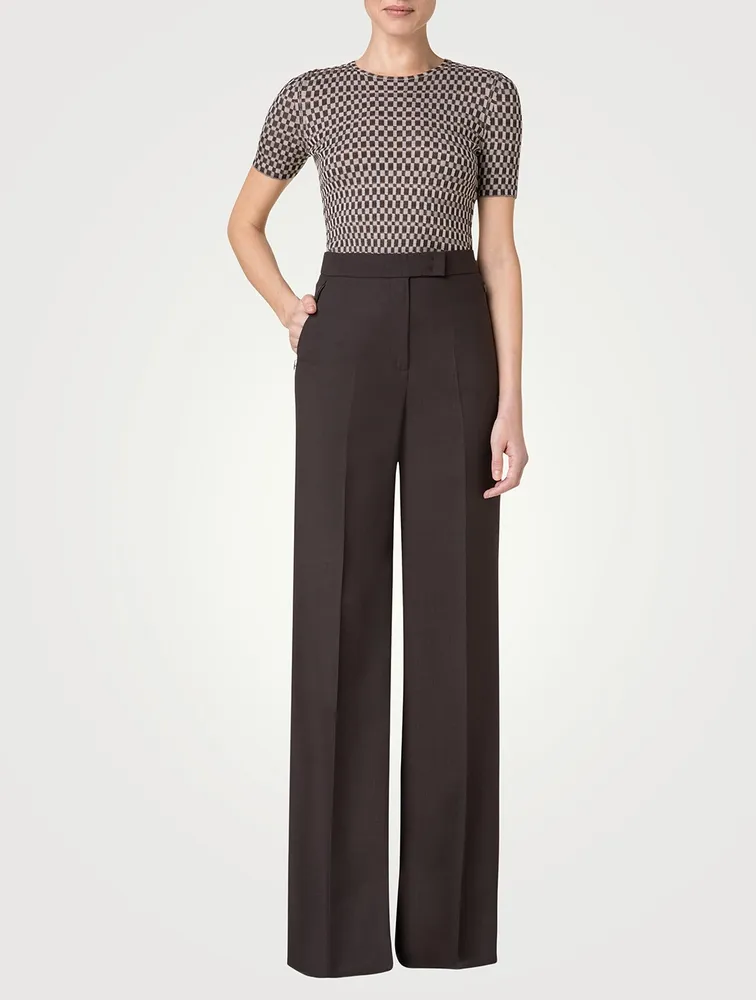 Check Jacquard Silk Sweater