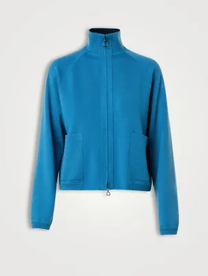 Reversible Wool Silk Stretch Double-Face Cardigan