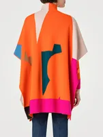 Reversible Composed Letters Intarsia Cashmere Double-Face Cape