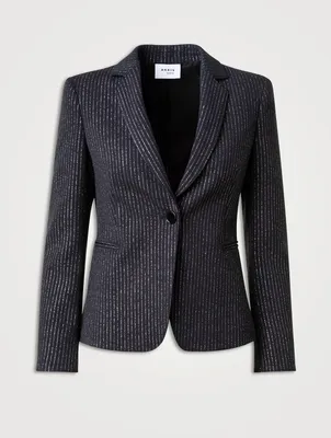 Single-Breasted Blazer Metallic Pinstripe Print