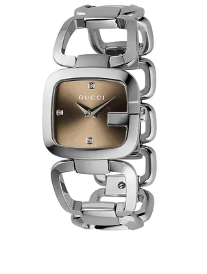 G-Gucci Stainless Steel Bracelet Watch With Diamonds