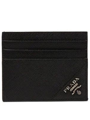 Saffiano Leather Logo Card Holder