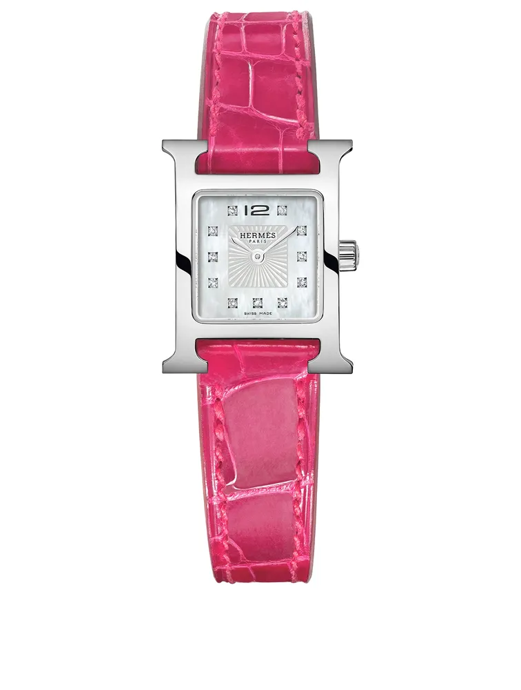 Heure H TPM Alligator Strap With Diamonds, 17.2 x 17.2mm