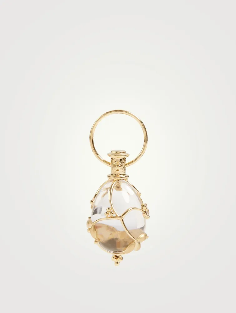 18K Gold Vine Amulet With Crystal And Diamonds