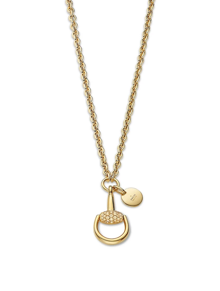 18K Gold Horsebit Necklace With Diamonds