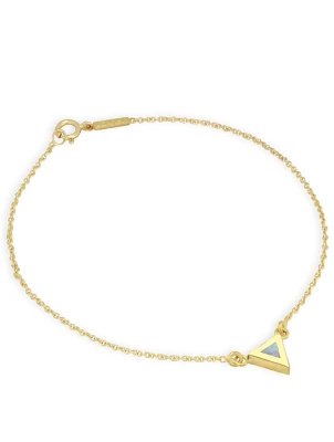 Mini 18K Gold Triangle Bracelet With Mother Of Pearl Inlay