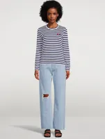 Double Heart Long Sleeve Top Stripe