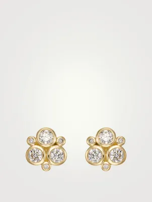 18K Gold Classic Trio Earrings With Diamonds