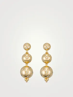 18K Gold Cosmos Triple Drop Earrings With Diamonds