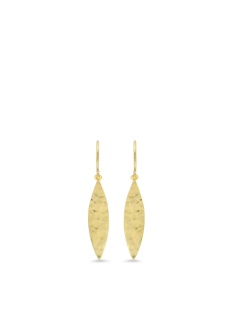 18K Gold Hammered Marquise Drop Earrings