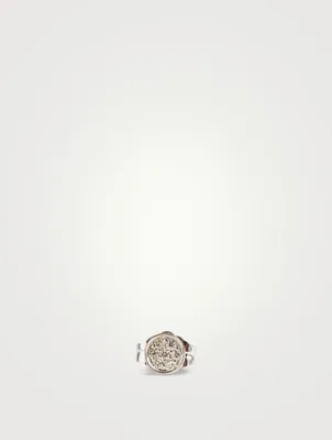 14K Gold Tiny Disc Single Stud Earring With Diamonds