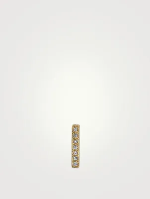 Small 14K Gold Bar Single Stud Earring With Diamonds