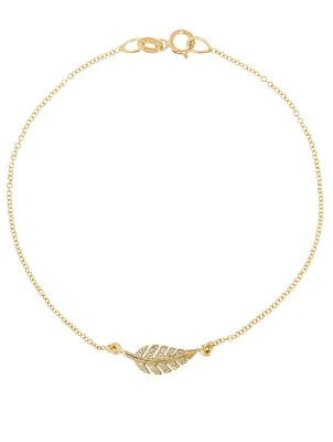 Mini 18K Gold Leaf Bracelet With Diamonds