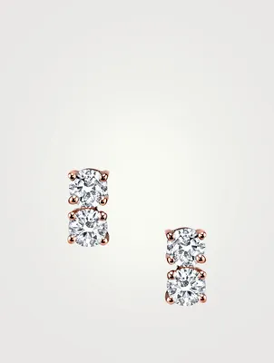 18K Rose Gold Two-Dot Diamond Earrings