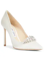 Romy 100 Satin Pumps With Crystals