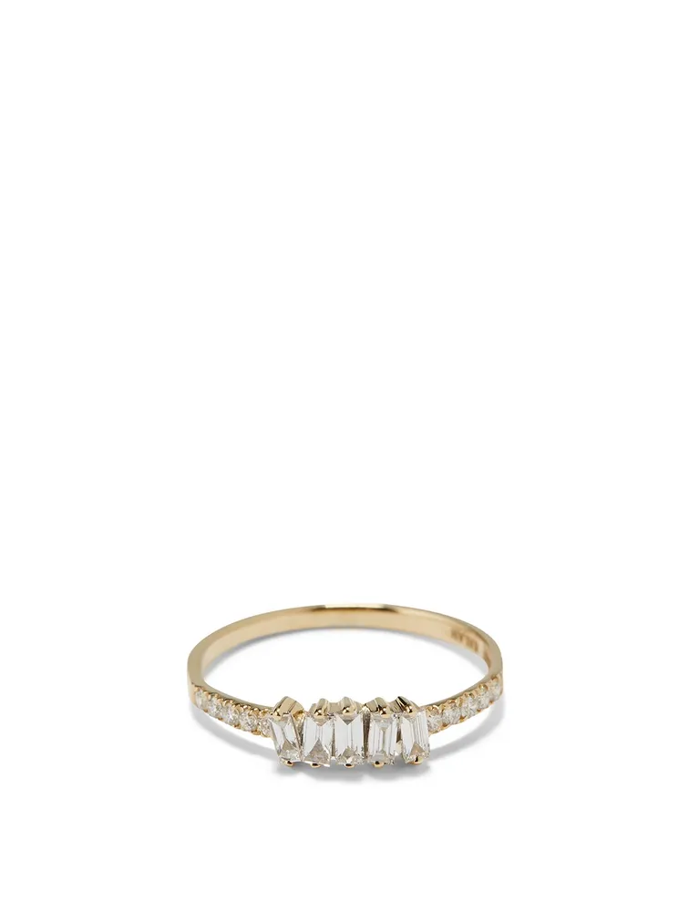 Fireworks 18K Gold Princess Ring With Diamonds
