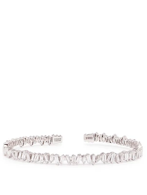 Classic Fireworks 18K White Gold Bangle Bracelet With Diamonds