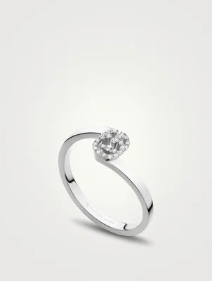 GG 18K White Gold Ring With Diamonds