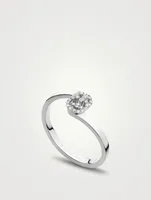GG 18K White Gold Ring With Diamonds