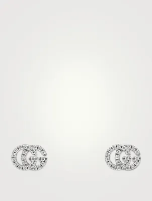 GG Running 18K Gold Stud Earrings With Diamonds