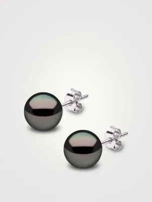 18K White Gold Tahitian South Sea Pearl Stud Earrings