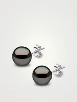 18K White Gold Tahitian South Sea Pearl Stud Earrings
