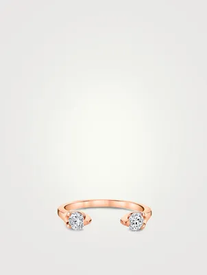 18K Rose Gold Orbit Split Ring With Diamonds