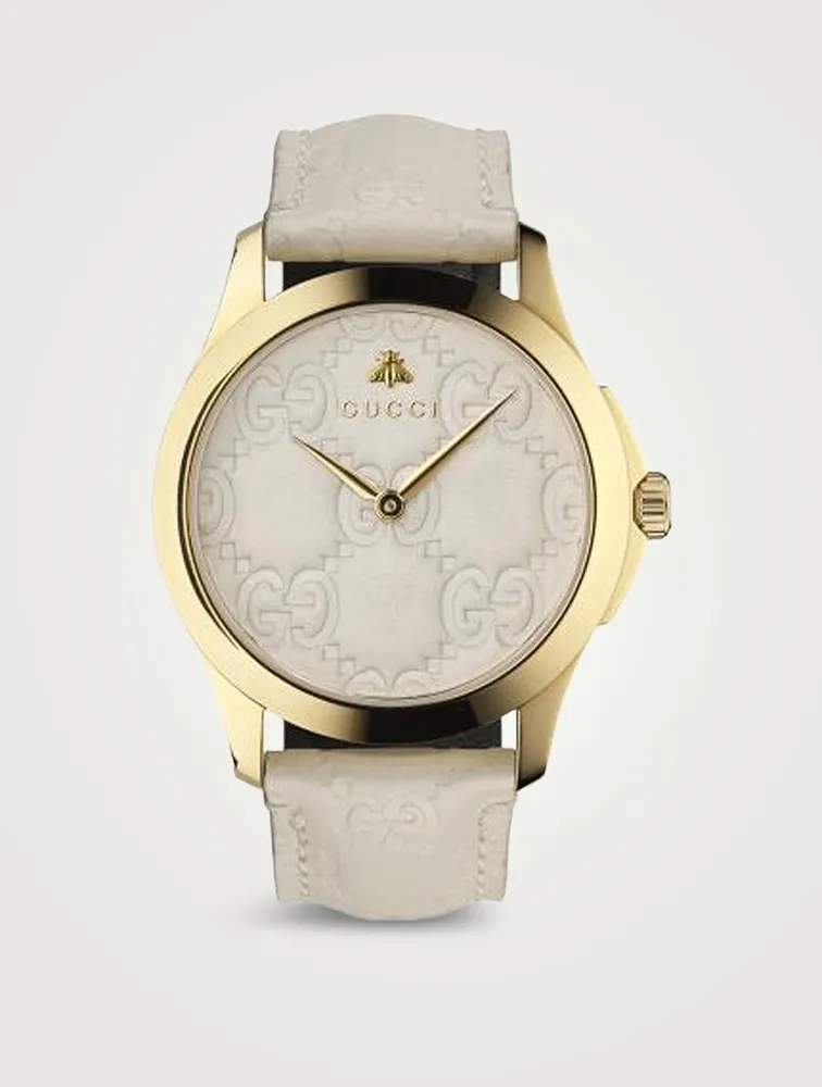 G-Timeless Leather Strap Watch