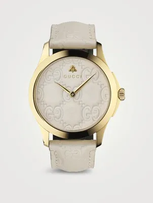 G-Timeless Leather Strap Watch