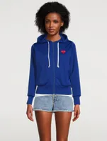 Embroidered Heart Zip-Up Hoodie
