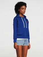 Embroidered Heart Zip-Up Hoodie