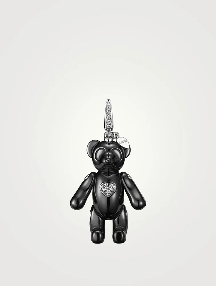 Medium Naughty Bo Bo 18K White Gold Bear Pendant With Diamonds