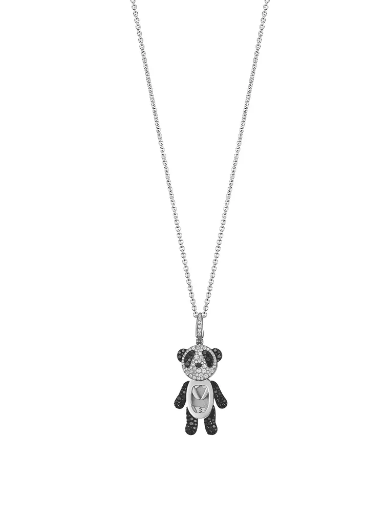 High Fashion Bo Bo 18K White Gold Bear Pendant With Diamonds