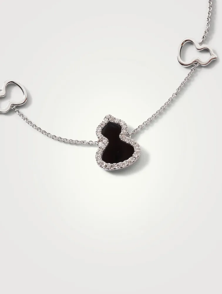 Petite Wulu 18K White Gold Bracelet With Onyx And Diamonds