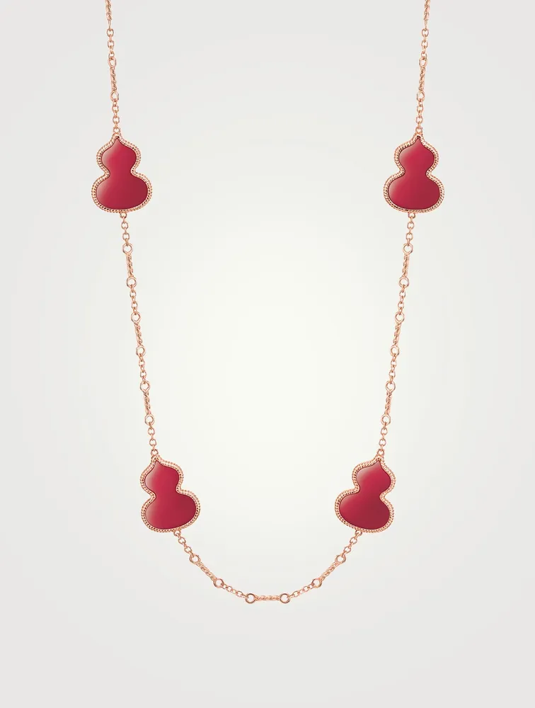 Wulu 18K Rose Gold Sautoir Necklace With Agate